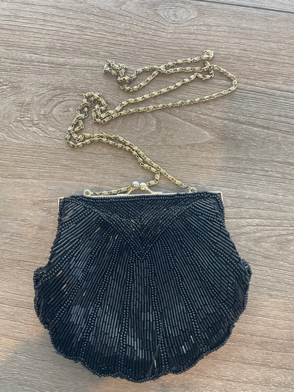 Vintage La Regale Black Beaded Evening Bag